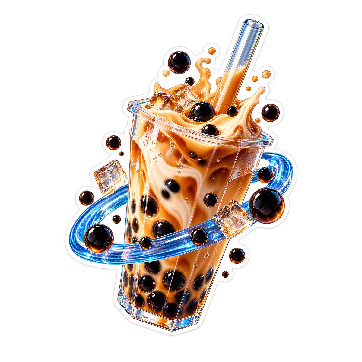 Bubble Tea Sapphire Orbit Vinyl Sticker Decal