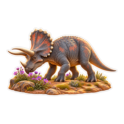 Triceratops Prairie Bloom Vinyl Sticker Decal