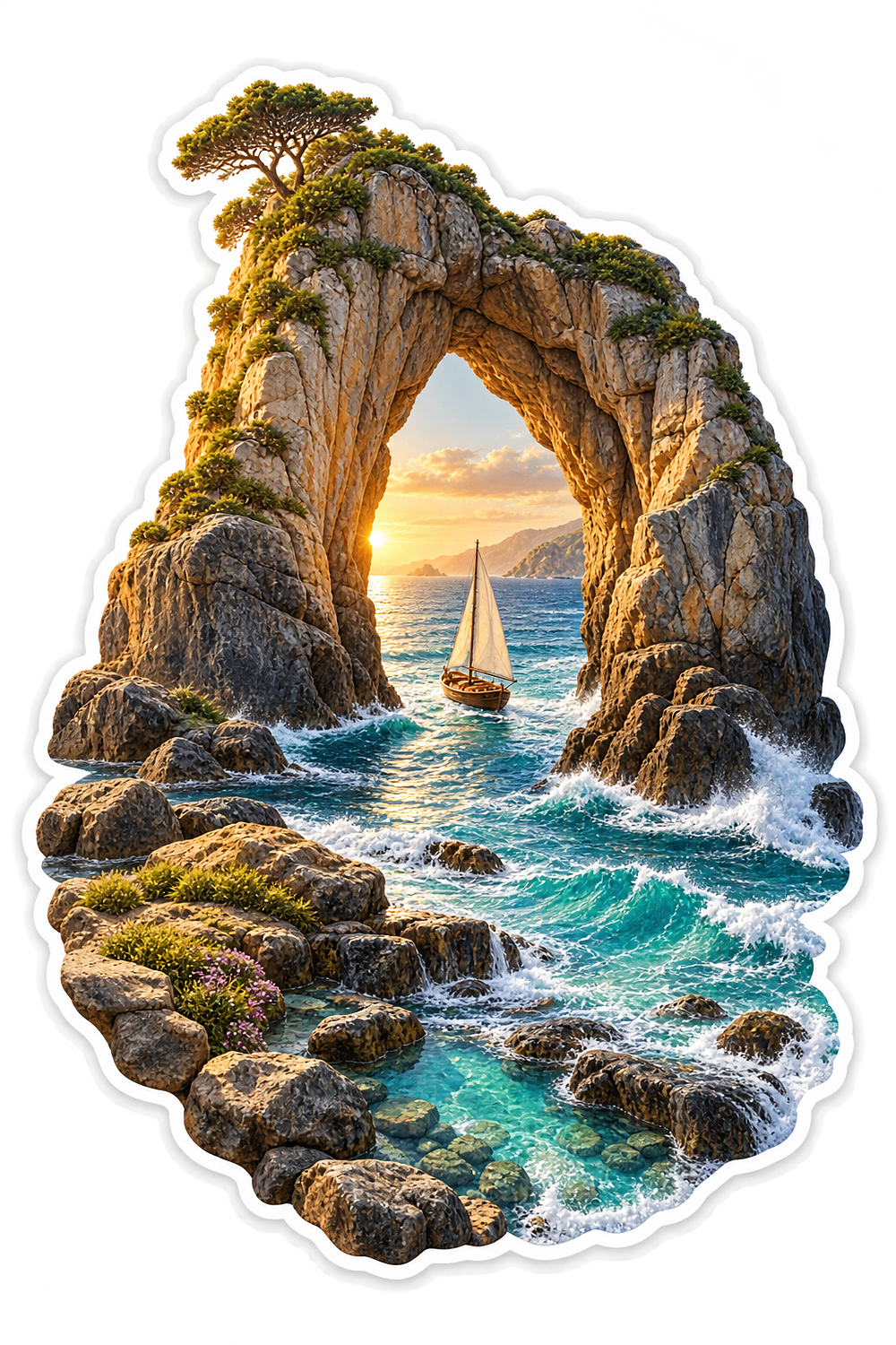 Coastal Sea Arch Cobalt Tide Gate Vinyl Sticker Decal