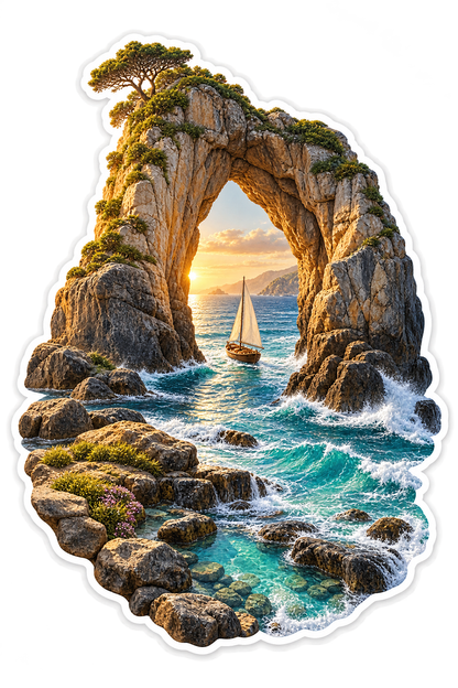 Coastal Sea Arch Cobalt Tide Gate Vinyl Sticker Decal