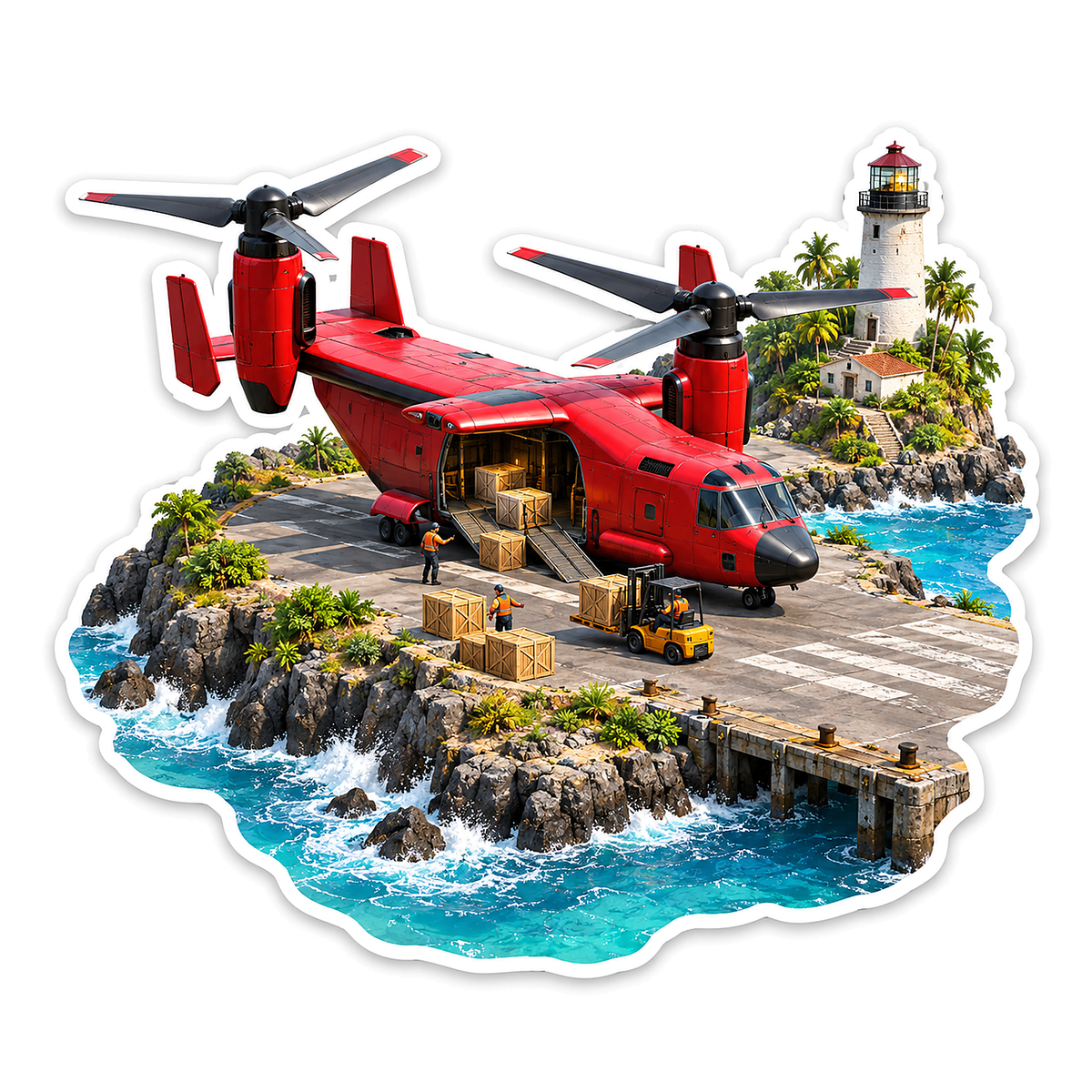 Coastal Tiltwing Cargo Lighthouse Vinyl Sticker Decal