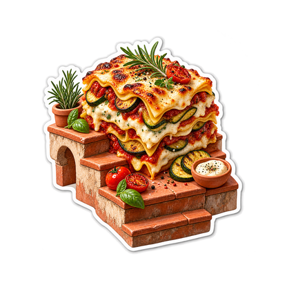 Vegetable Lasagna Terracotta Steps Vinyl Sticker Decal