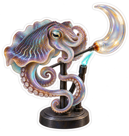 Prismatic Cuttlefish Crescent Glassblower Vinyl Sticker Decal