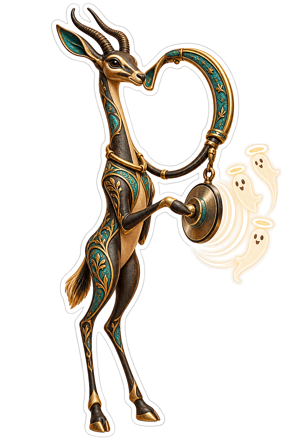 Brass Gerenuk Crescent Stethoscope Bellringer Vinyl Sticker Decal