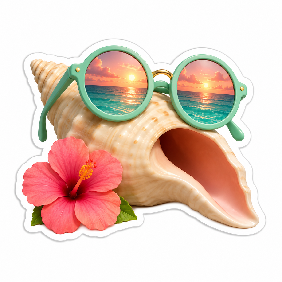 Pair Of Round Mint Sunglasses Vinyl Sticker Decal