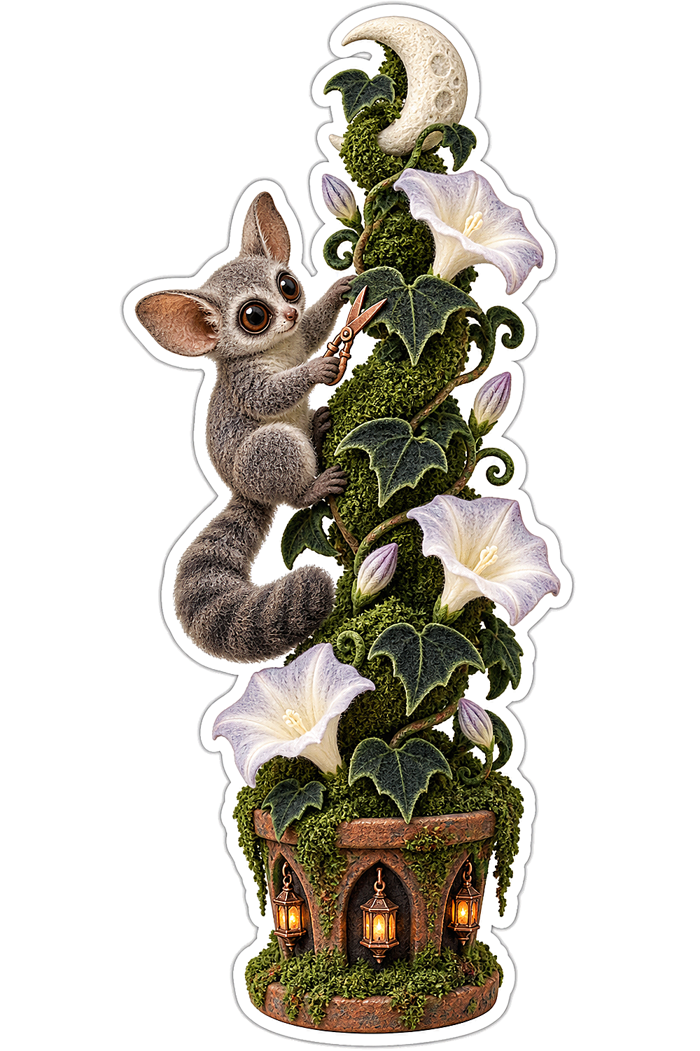 Moss Felt Galago Moonflower Topiary Climber Vinyl Sticker Decal