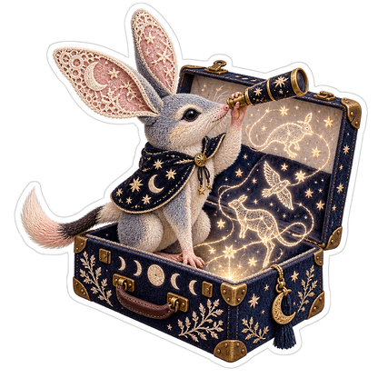 Needle Lace Bilby Moon Map Suitcase Stargazer Vinyl Sticker Decal