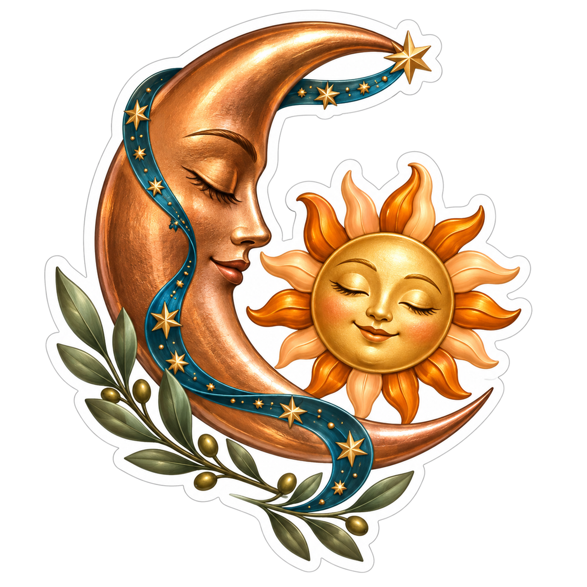 Slim Copper Crescent Moon Vinyl Sticker Decal