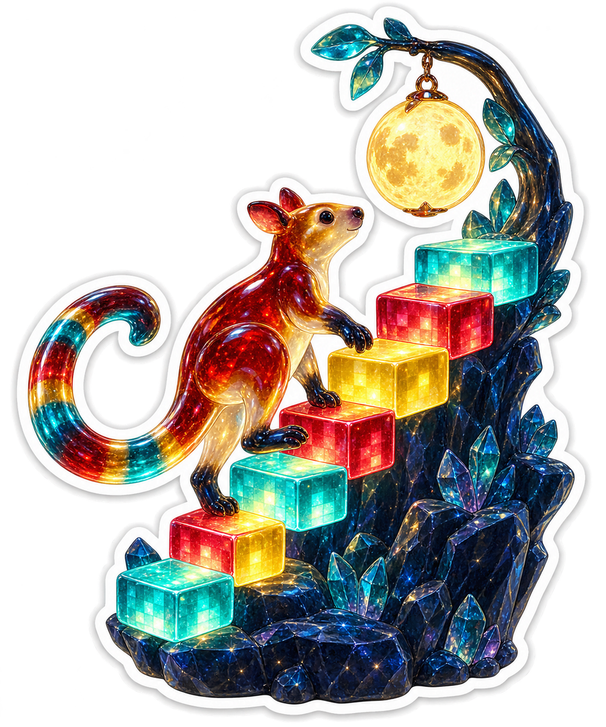 Blown Glass Tree Kangaroo Pixel Candy Climber Vinyl Sticker Decal