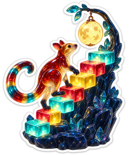 Blown Glass Tree Kangaroo Pixel Candy Climber Vinyl Sticker Decal