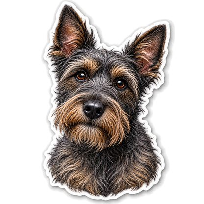 Scruffy Brown Terrier Head Portrait Vinyl Sticker Decal
