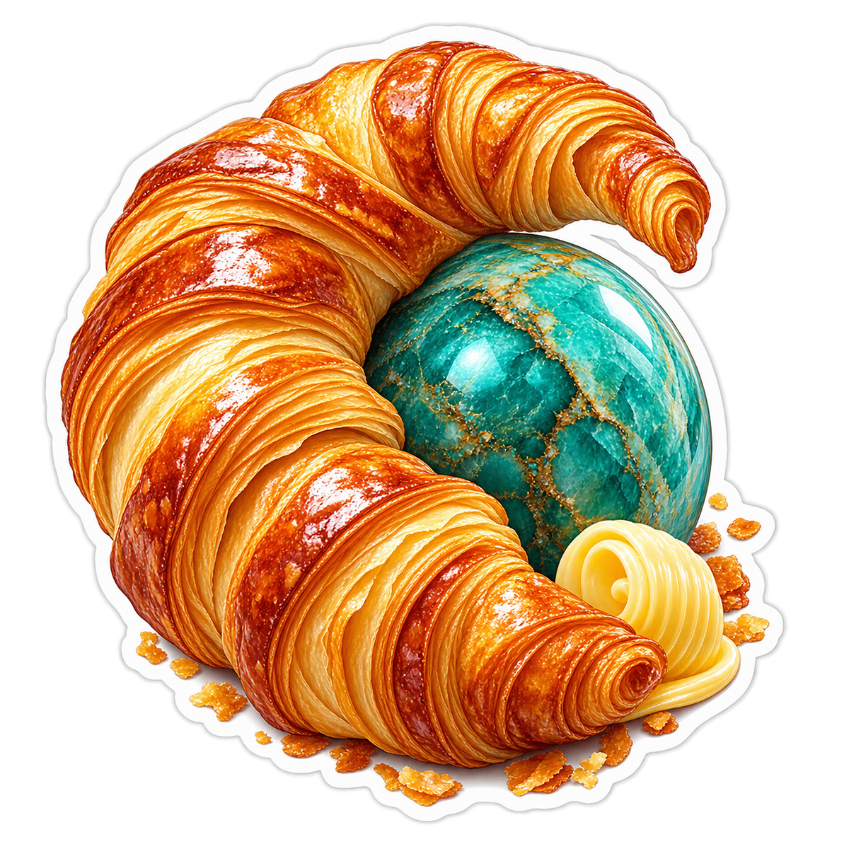 Croissant Turquoise Moon Vinyl Sticker Decal