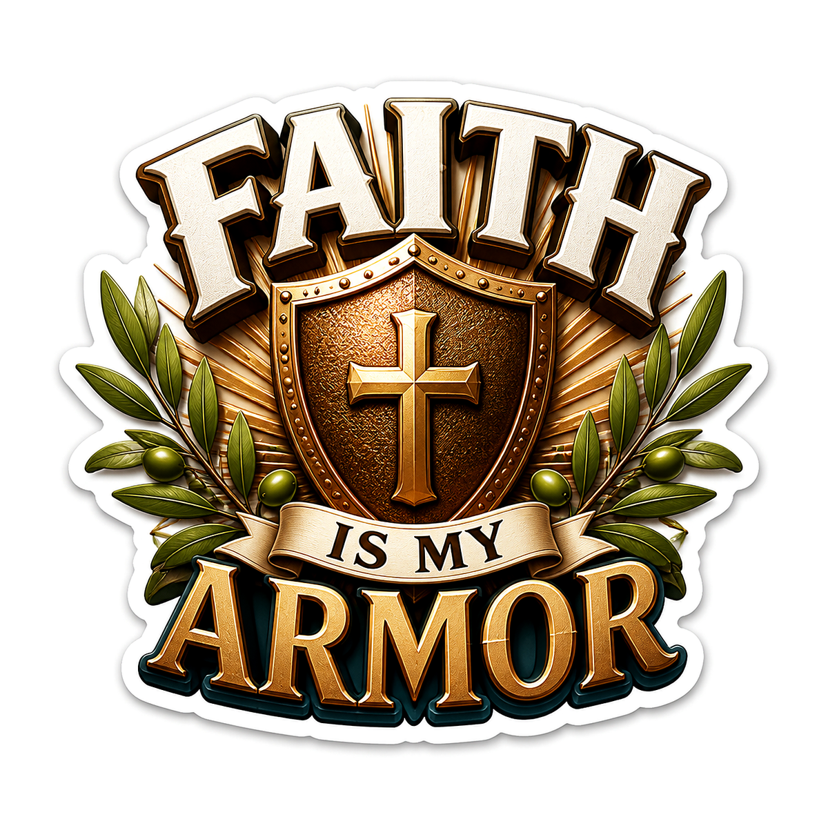 Faith Is My Armor Cross Shield Vinyl Sticker Decal