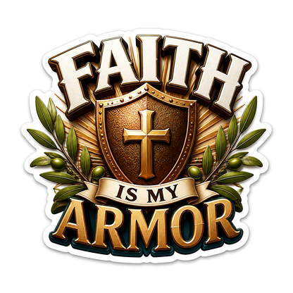 Faith Is My Armor Cross Shield Vinyl Sticker Decal