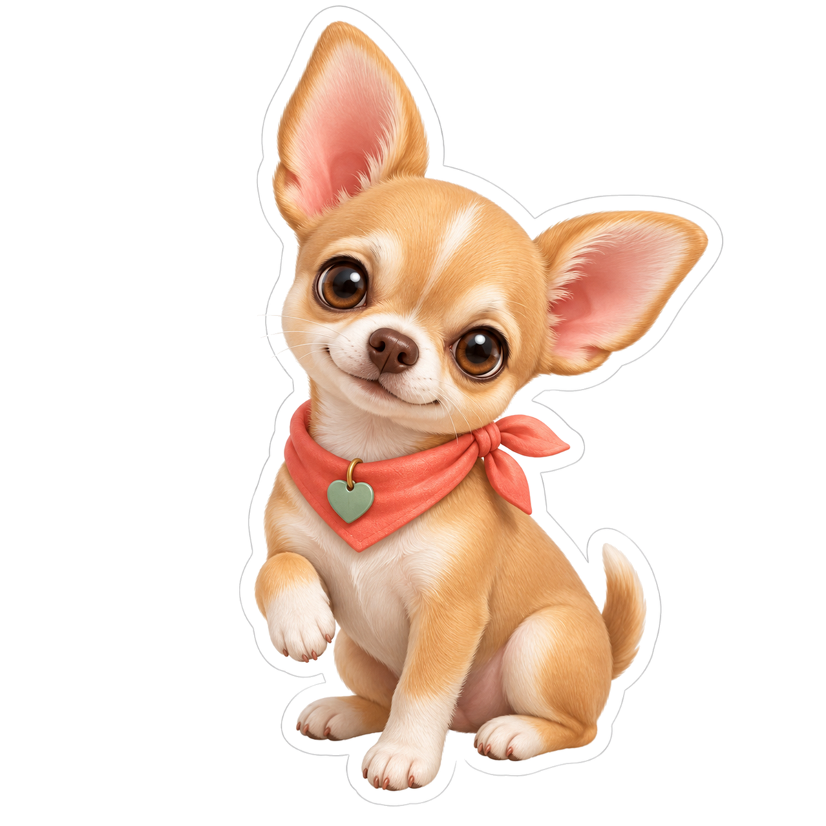 Fawn Chihuahua Coral Neckerchief Vinyl Sticker Decal