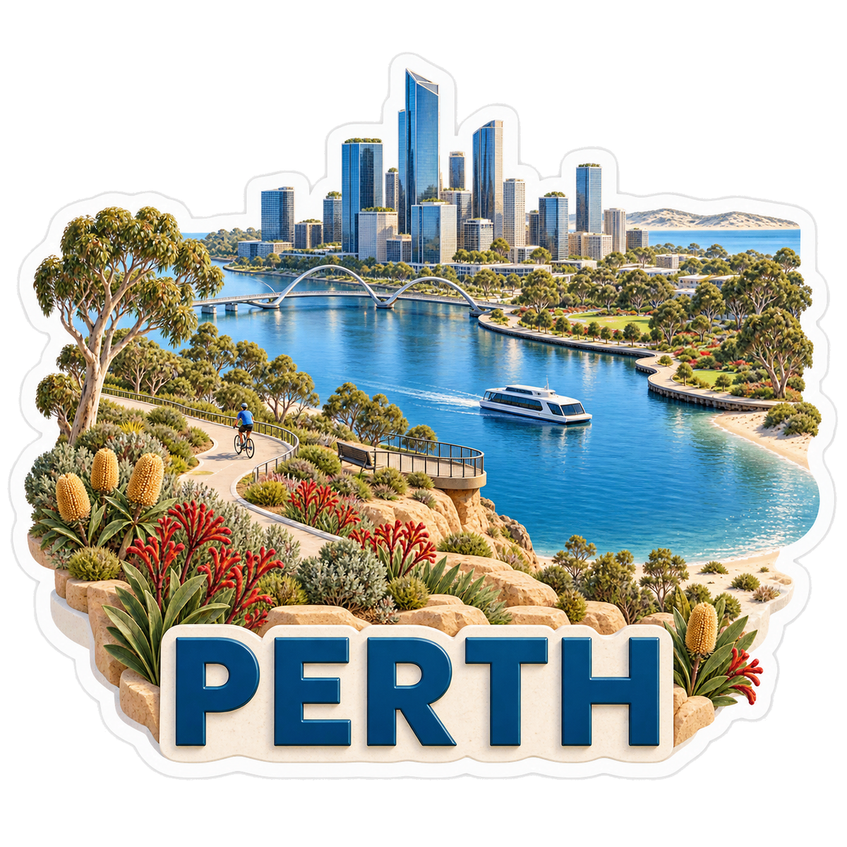 Perth River Wildflower Cycleway Vinyl Sticker Decal