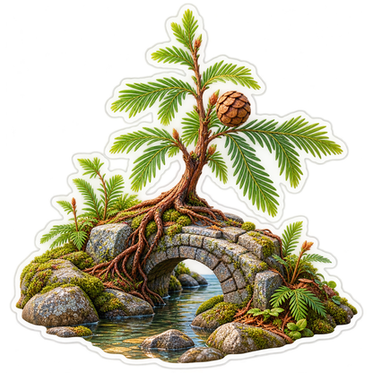 Dawn Redwood Cone Bridge Vinyl Sticker Decal