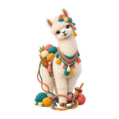 Alpaca Yarn Loop Vinyl Sticker Decal