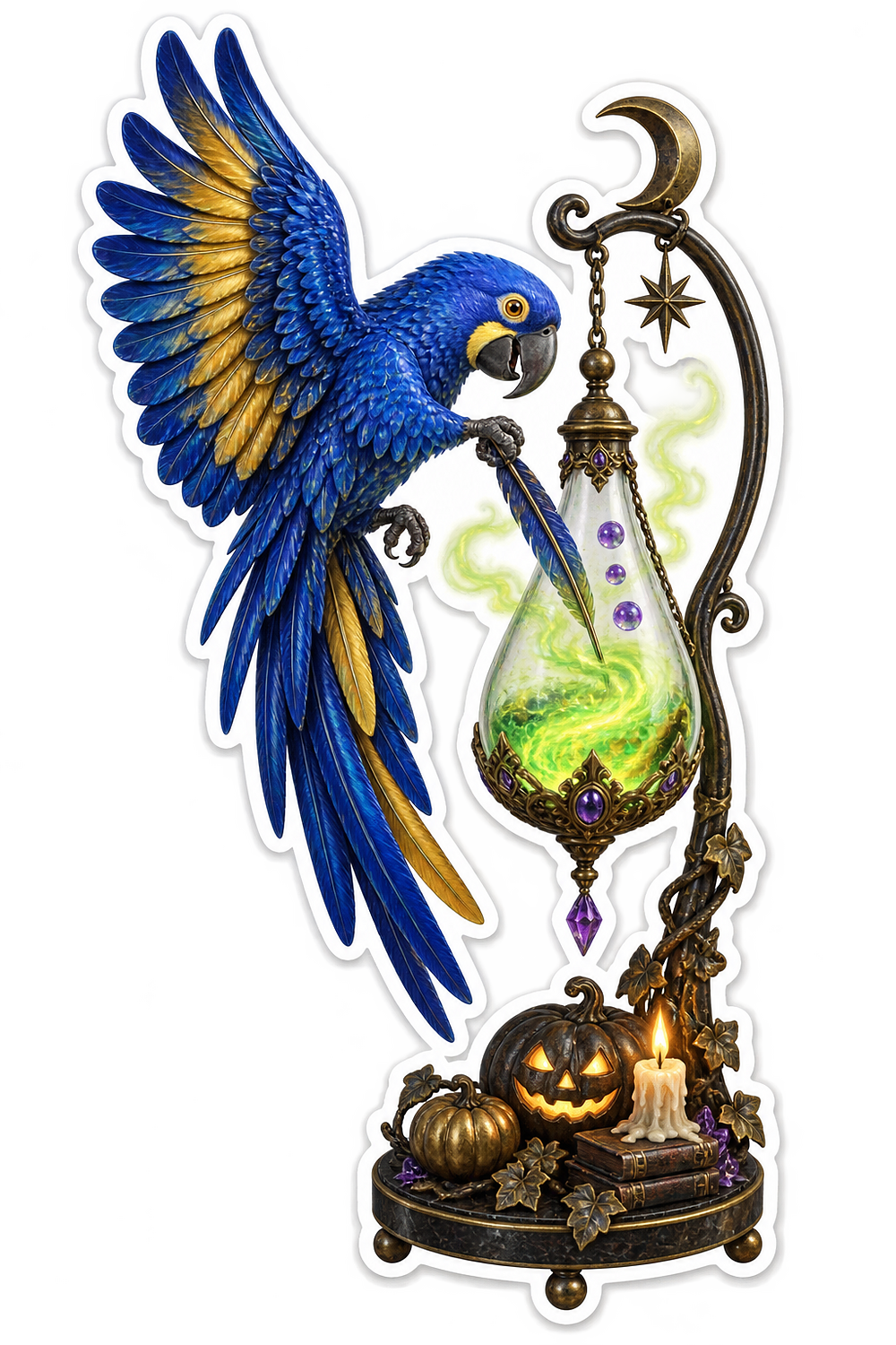 Lacquer Hyacinth Macaw Fantasy Flask Lantern Vinyl Sticker Decal
