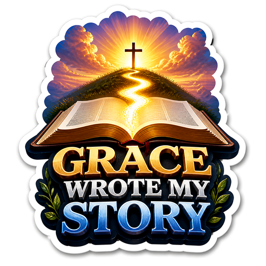 Grace Wrote My Story Bible and Cross Vinyl Sticker Decal