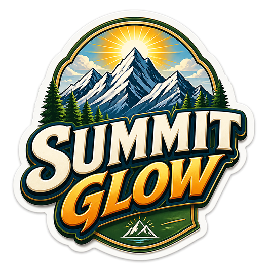 Summit Glow Mountain Sunrise Badge Vinyl Sticker Decal