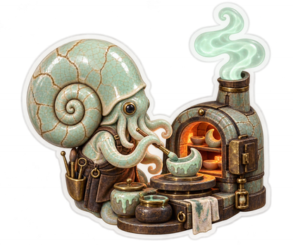 Cracked Celadon Nautilus Spectral Kiln Glazer Vinyl Sticker Decal
