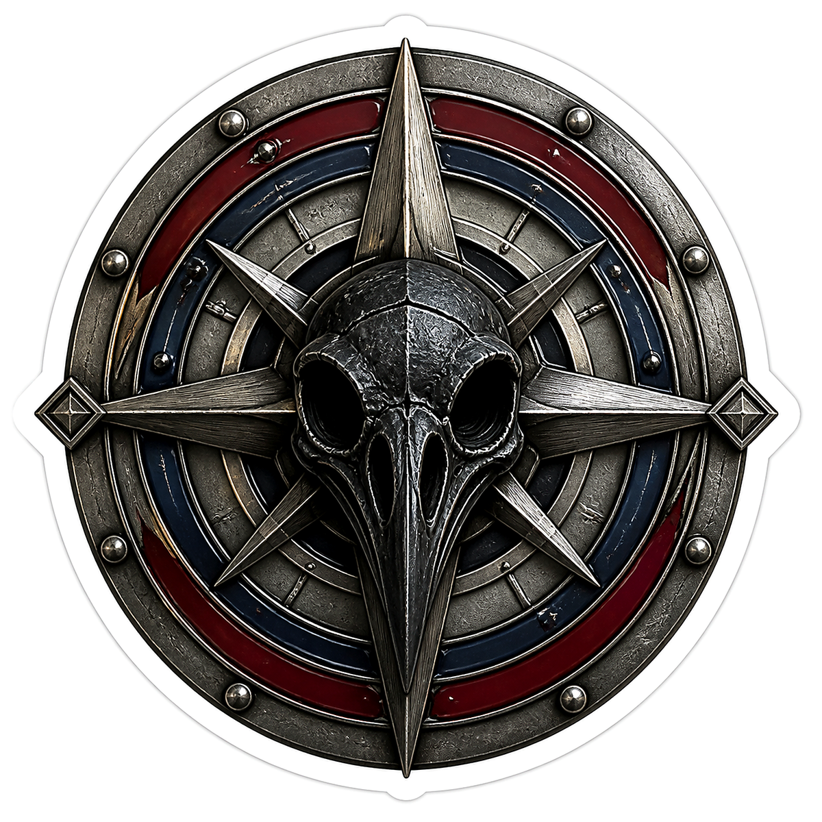 Dark Bird Skull Compass Shield Vinyl Sticker Decal