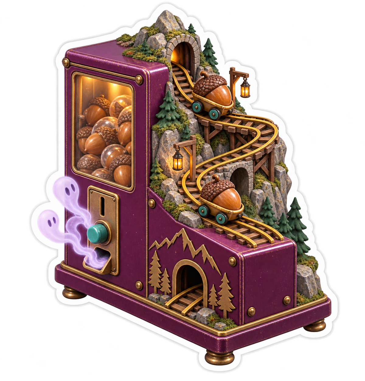 Plum Haunted Trail Snack Vending Machine Railway Vinyl Sticker Decal