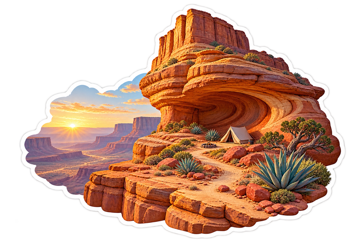 Wind Carved Ochre Mesa Spiral Camp Vinyl Sticker Decal