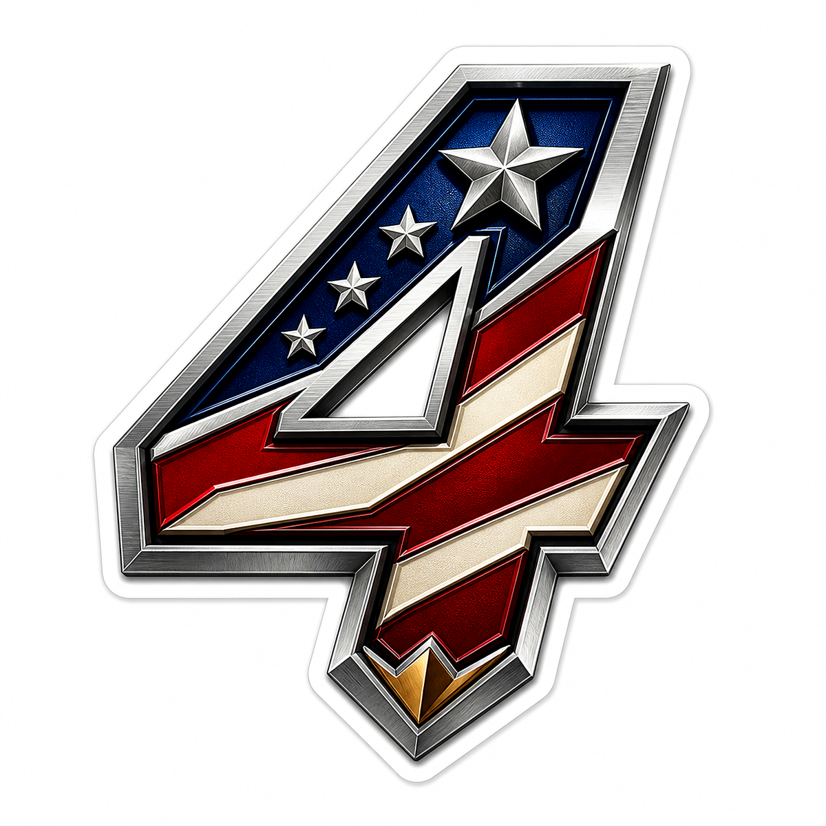 American Flag Number 4 Vinyl Sticker Decal