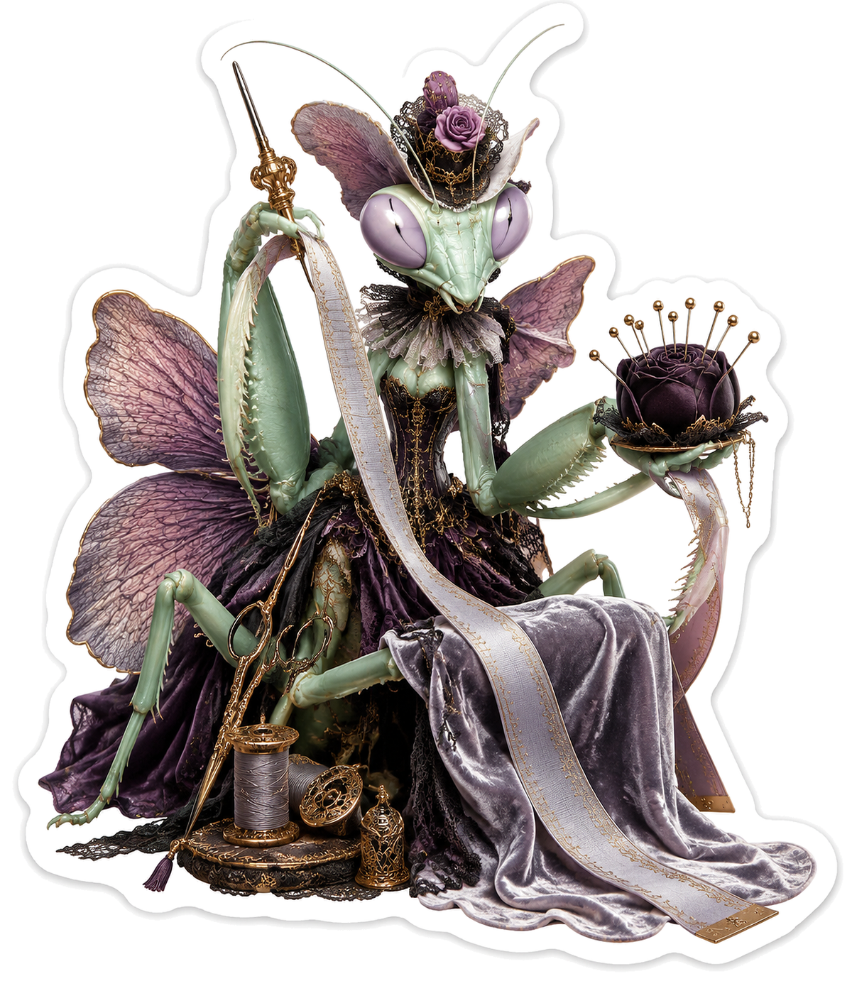 Orchid Mantis Seamstress Vinyl Sticker Decal