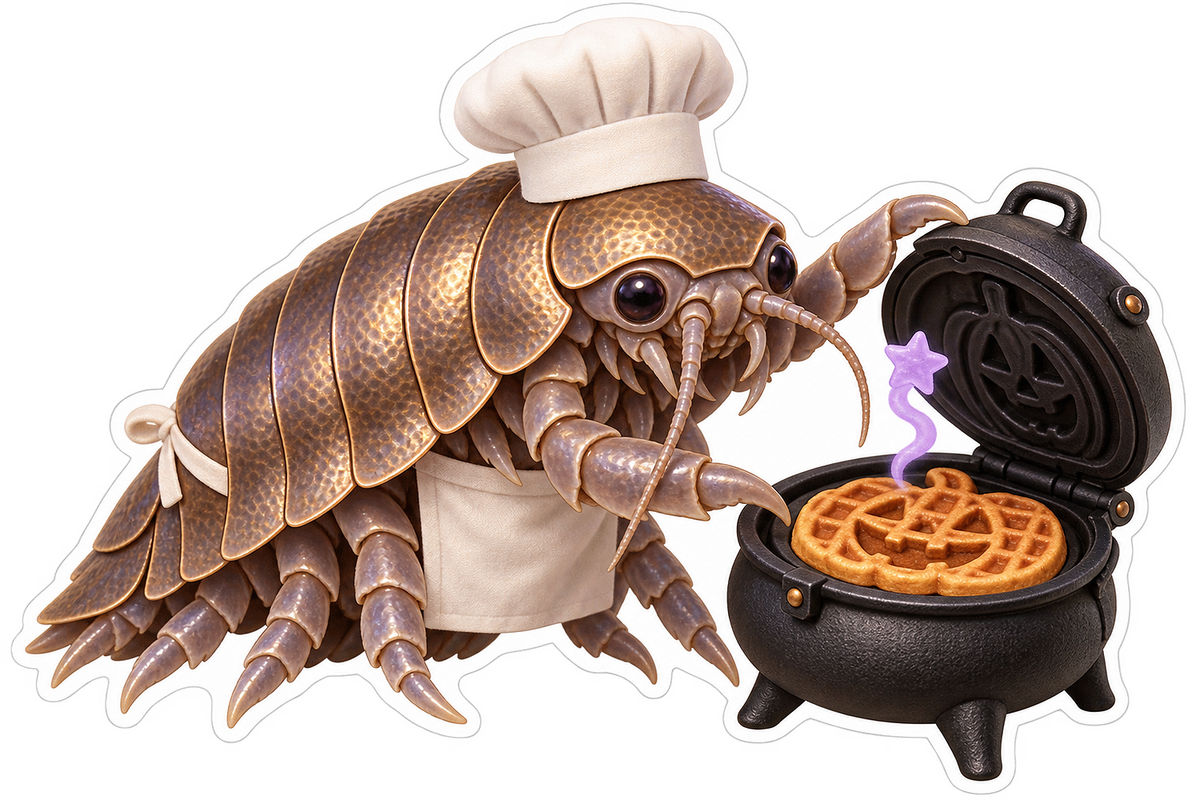 Bronze Giant Isopod Cauldron Waffle Iron Chef Vinyl Sticker Decal