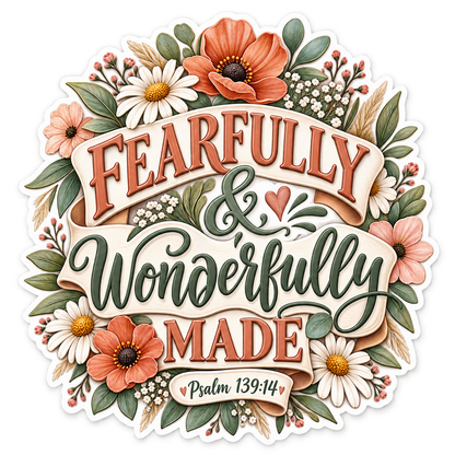 Fearfully Wonderfully Made Psalm 139 14 Vinyl Sticker Decal