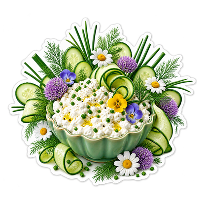 Cottage Cheese Botanical Sunburst Vinyl Sticker Decal