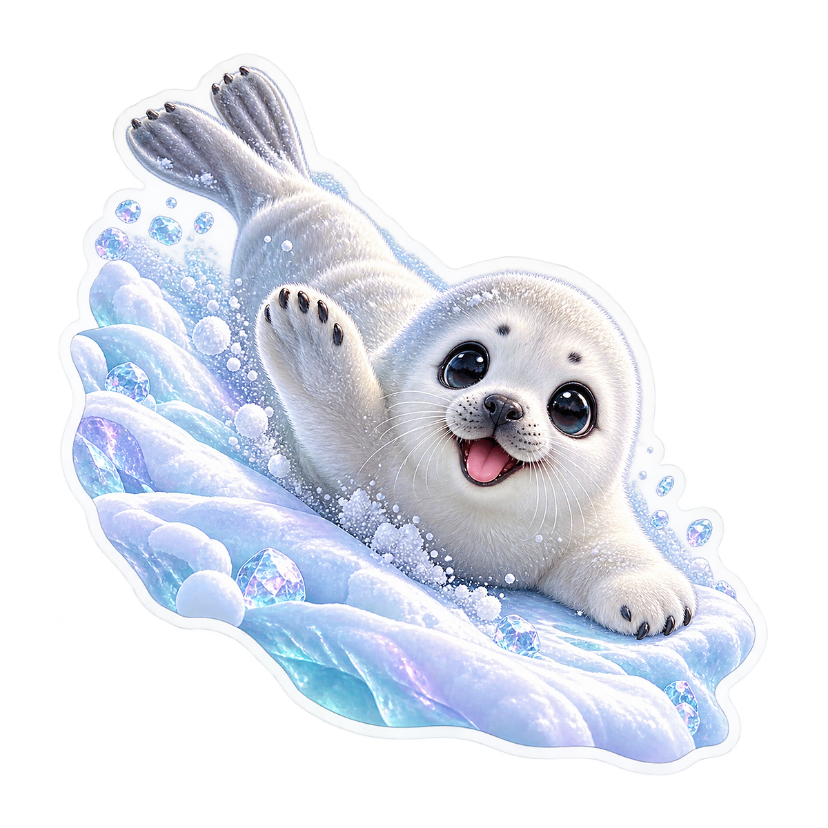Harp Seal Snow Slide Vinyl Sticker Decal