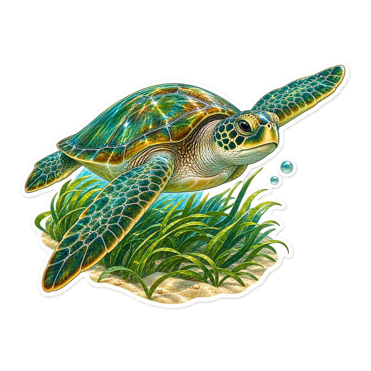 Sea Turtle Seagrass Glide Vinyl Sticker Decal