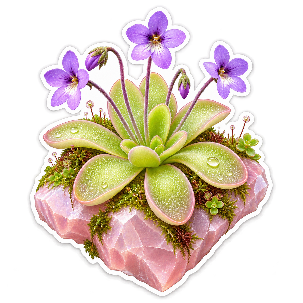 Butterwort Rose Quartz Rosette Vinyl Sticker Decal