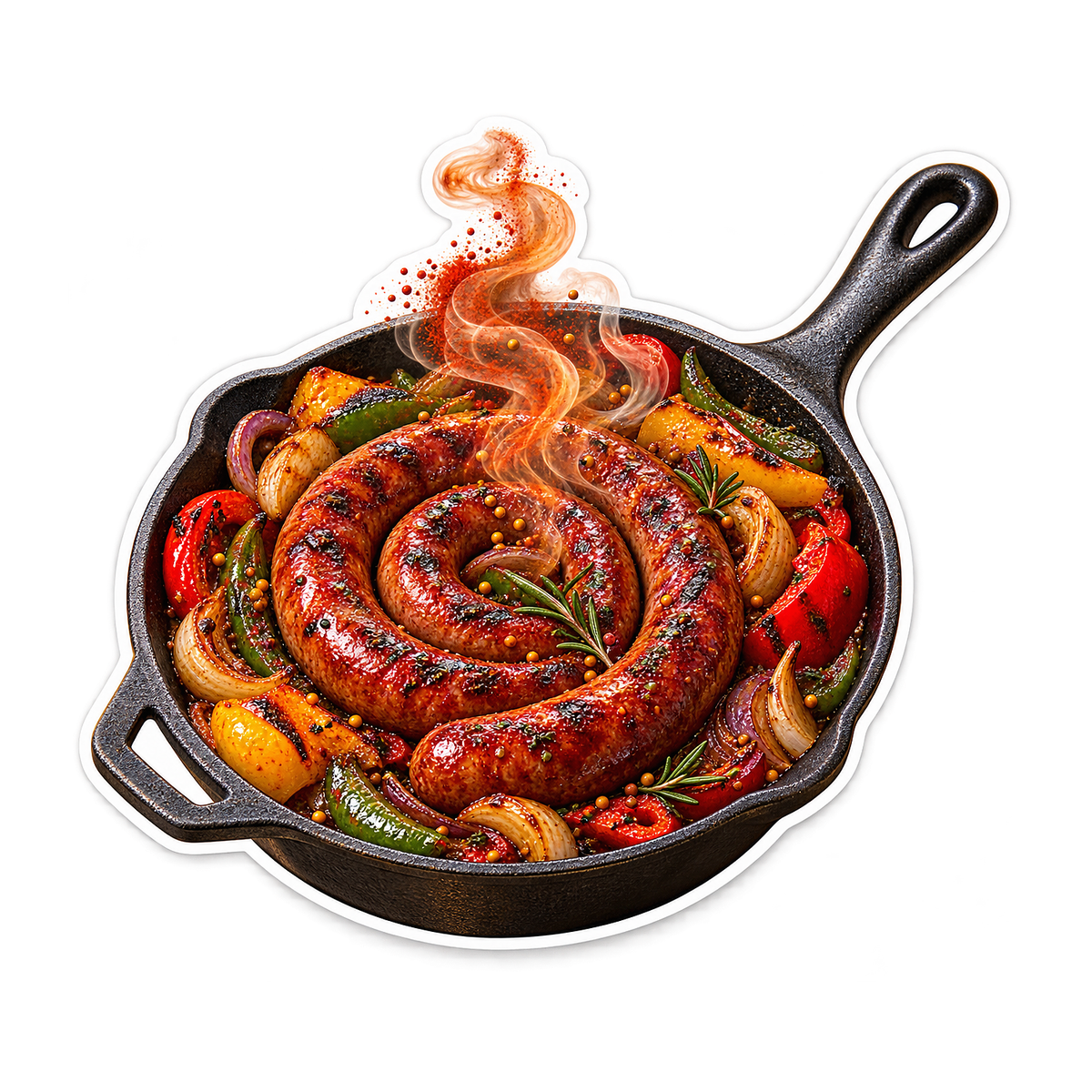Smoked Sausage Iron Spiral Vinyl Sticker Decal