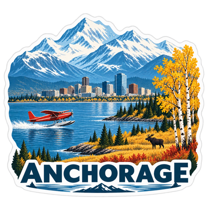 Anchorage Cook Inlet Floatplane Autumn Vinyl Sticker Decal