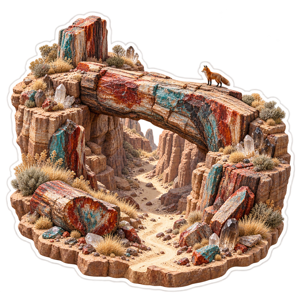 Petrified Wood Crystal Canyon Bridge Vinyl Sticker Decal