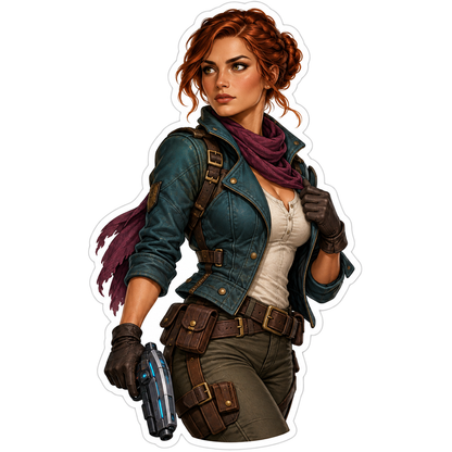 Fictional Adult Female Action-Adventure Heroine Vinyl Sticker Decal