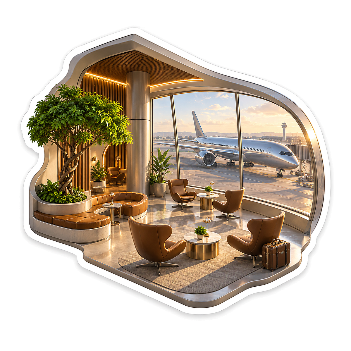 Sculptural Airport Lounge Panorama Vinyl Sticker Decal