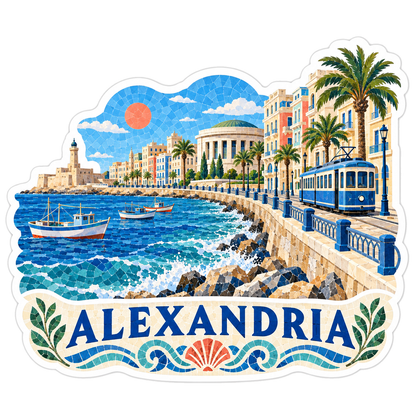 Alexandria Mediterranean Corniche Tram Vinyl Sticker Decal