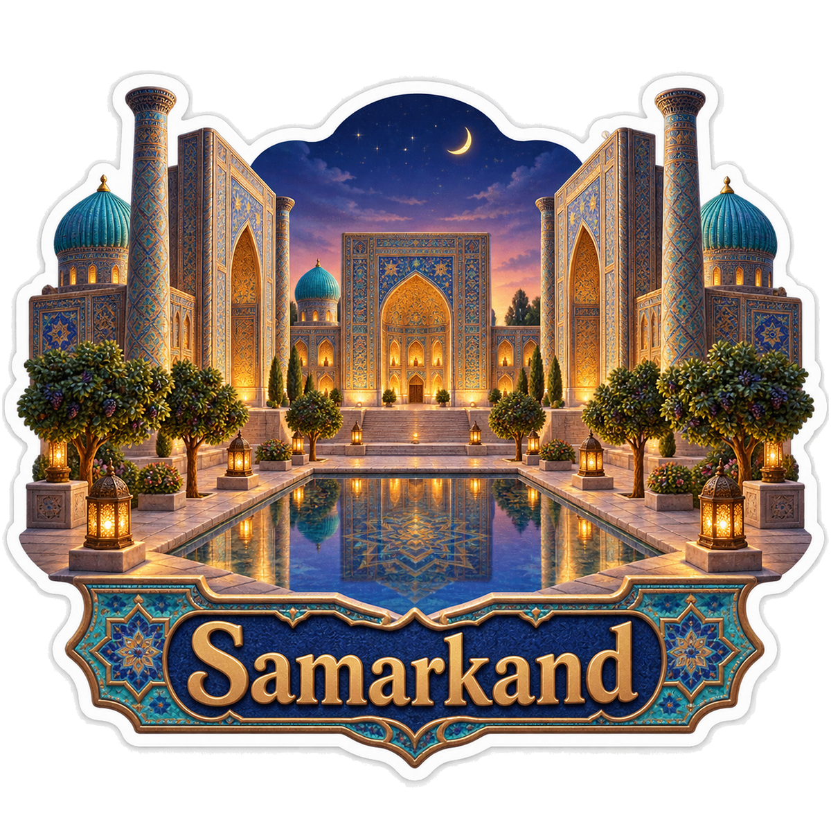 Samarkand Twilight Mosaic Courtyard Vinyl Sticker Decal