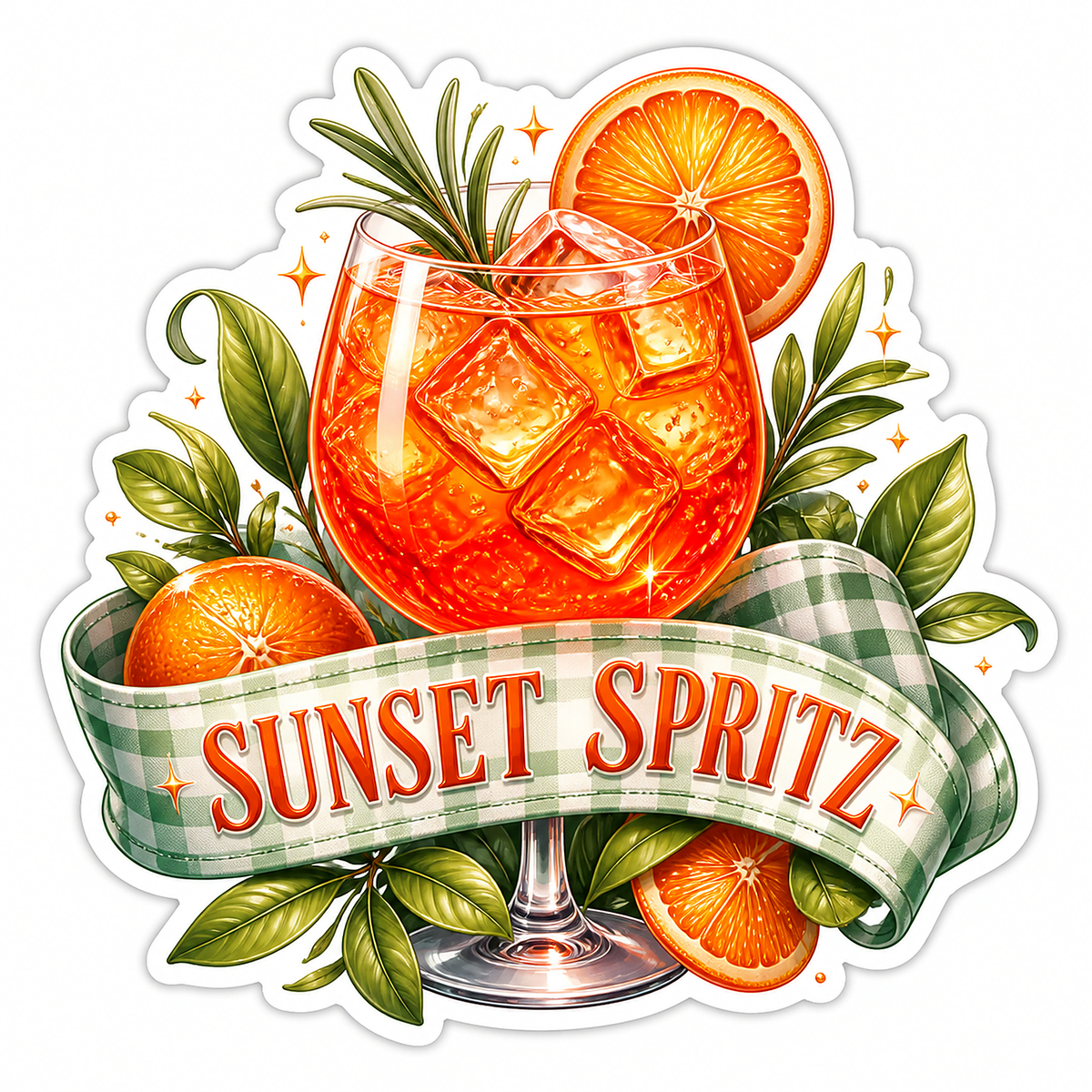 Sunset Spritz Orange Cocktail Vinyl Sticker Decal