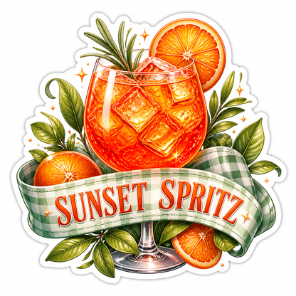 Sunset Spritz Orange Cocktail Vinyl Sticker Decal
