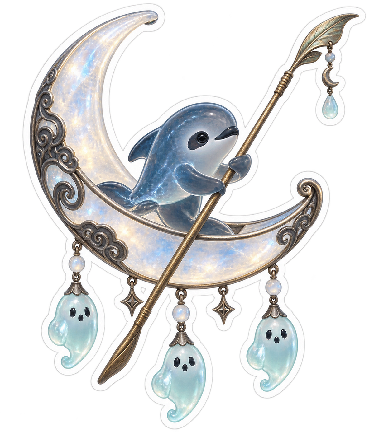 Sapphire Vaquita Crescent Wind Chime Gondolier Vinyl Sticker Decal