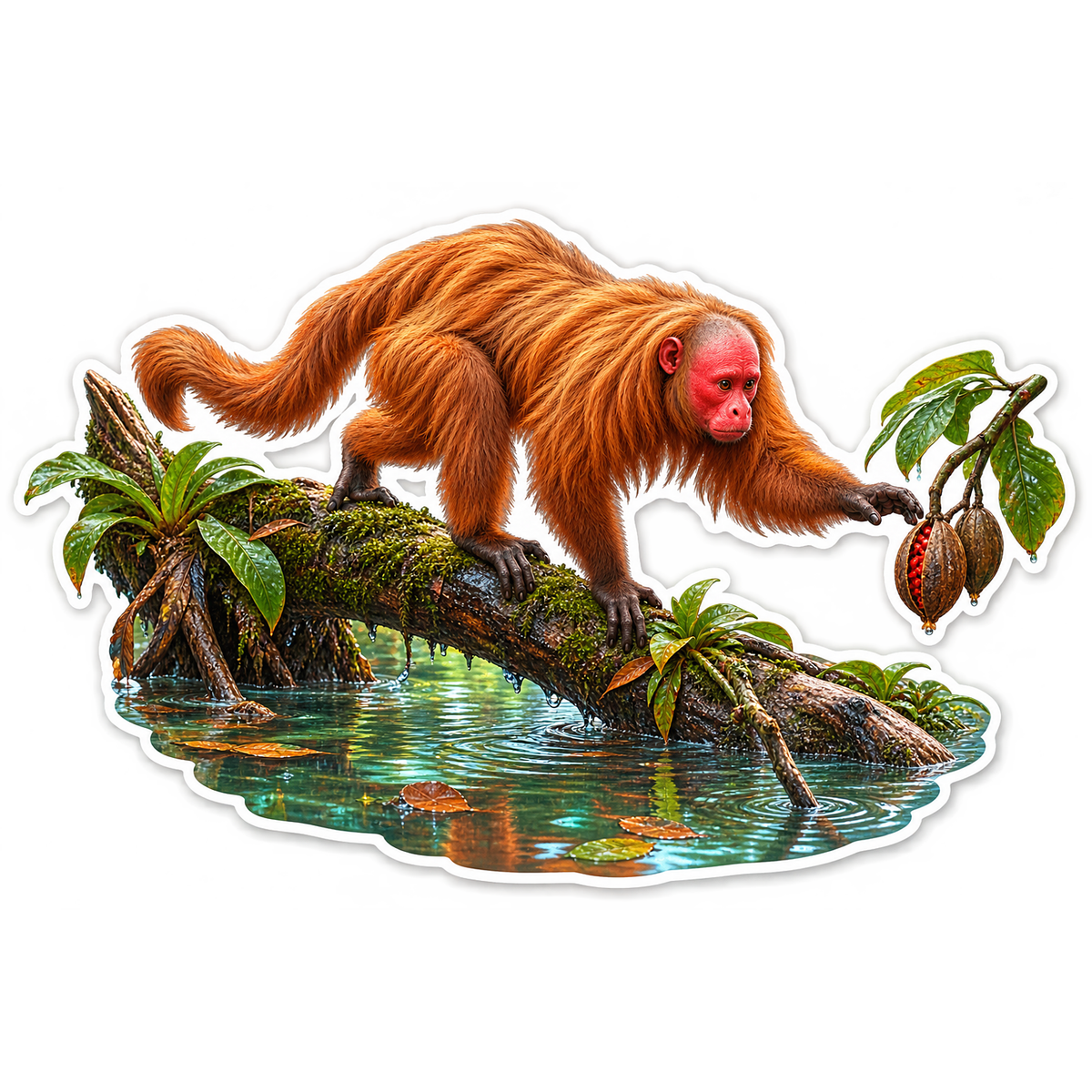 Bald Uakari Flooded Forest Step Vinyl Sticker Decal