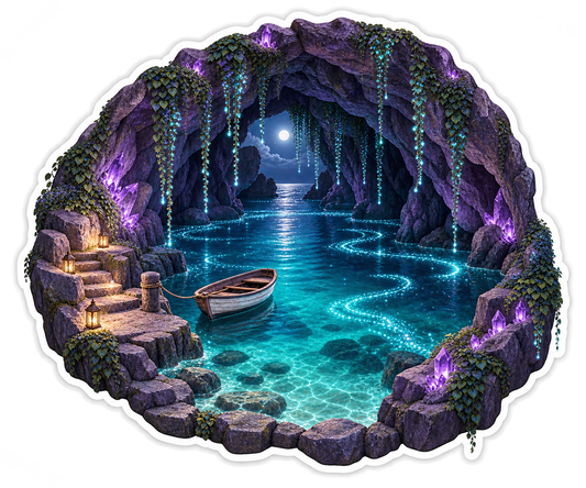 Bioluminescent Cove Amethyst Moon Pool Vinyl Sticker Decal