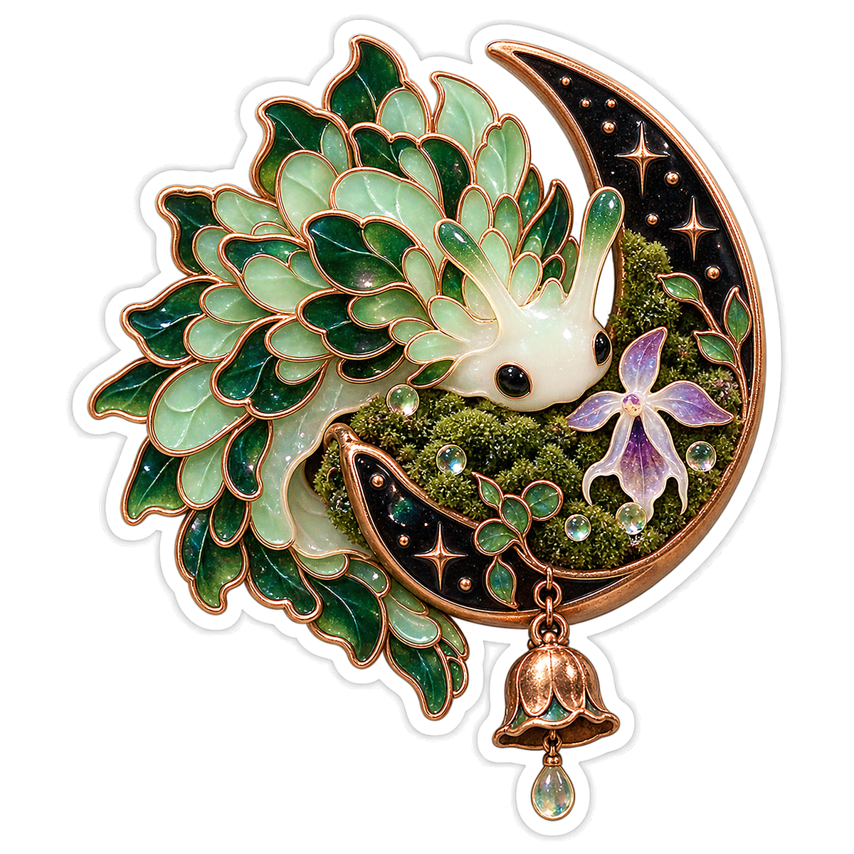 Cloisonne Leaf Sheep Moon Moss Shrine Keeper Vinyl Sticker Decal